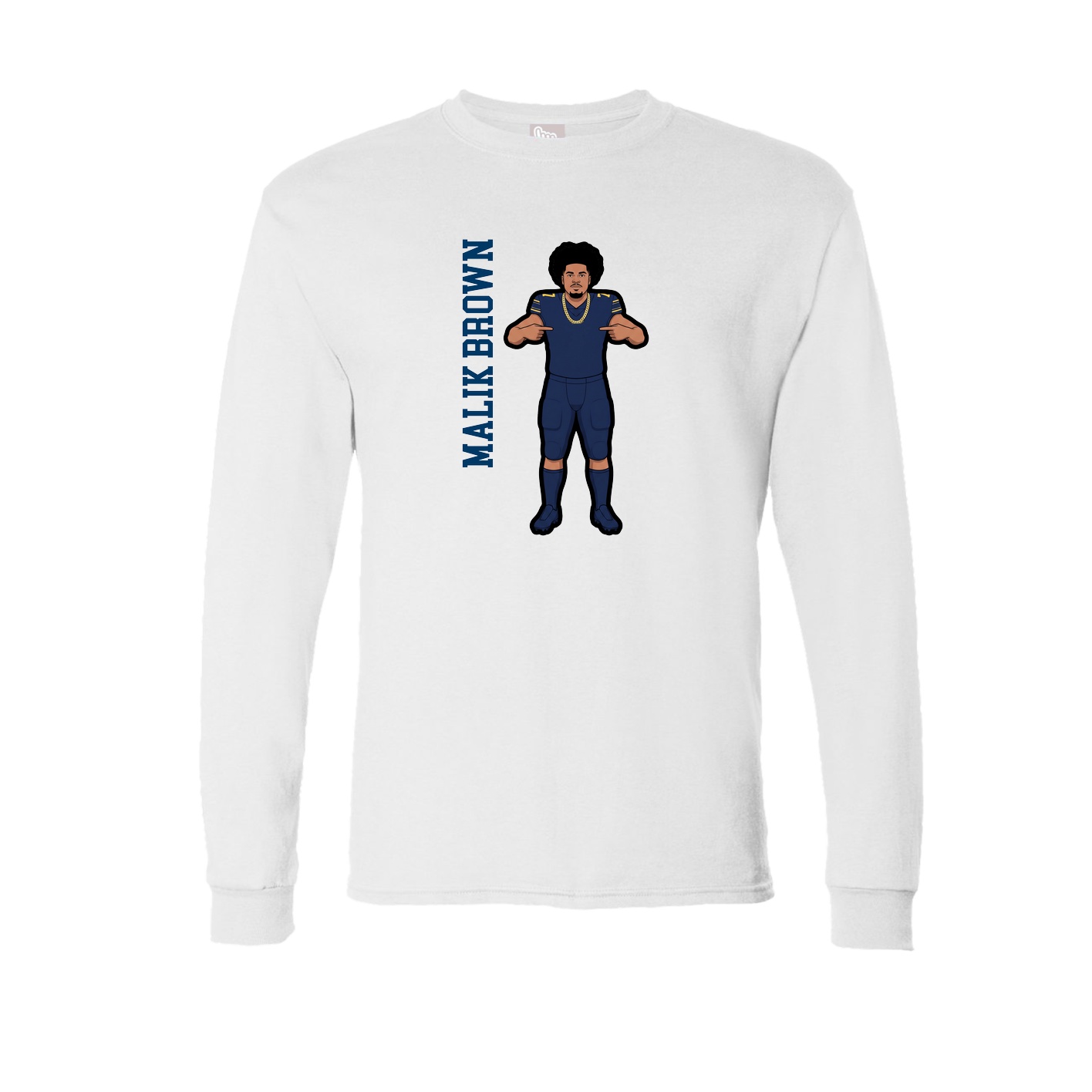 Long Sleeve Tee — Name Vertical in White