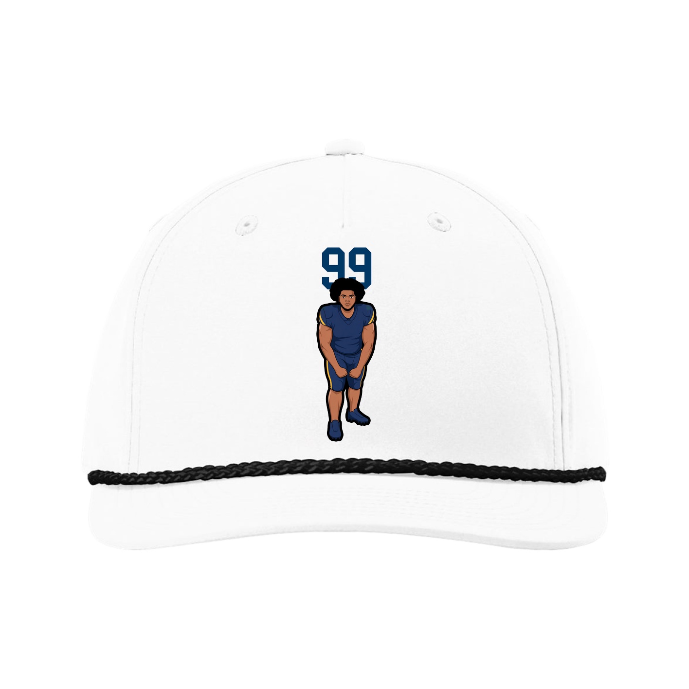 Five-Panel Classic Rope Cap — Number Top in White