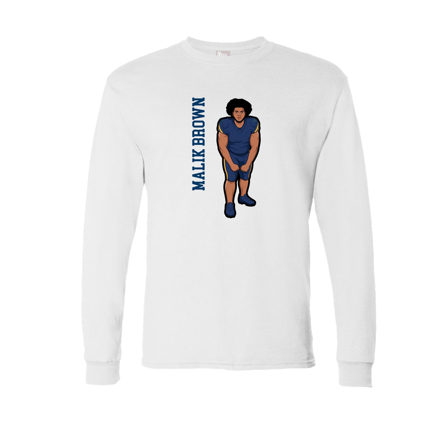 Long Sleeve Tee — Name Vertical in White
