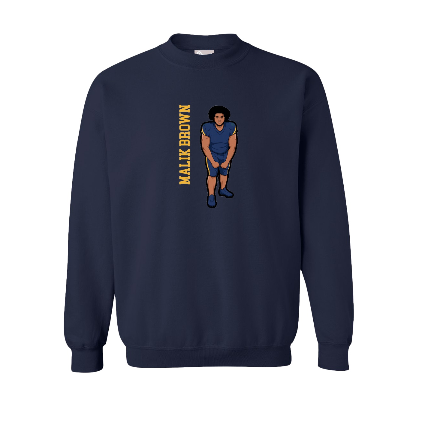 Fleece Crew — Name Vertical in Navy