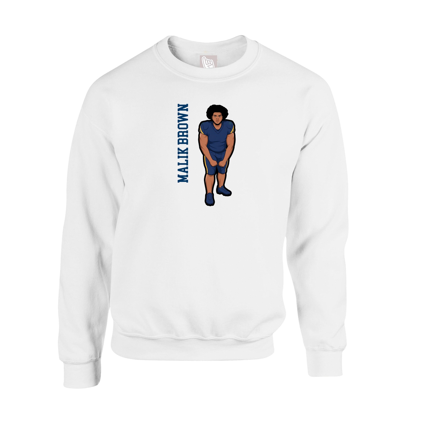 Fleece Crew — Name Vertical in White