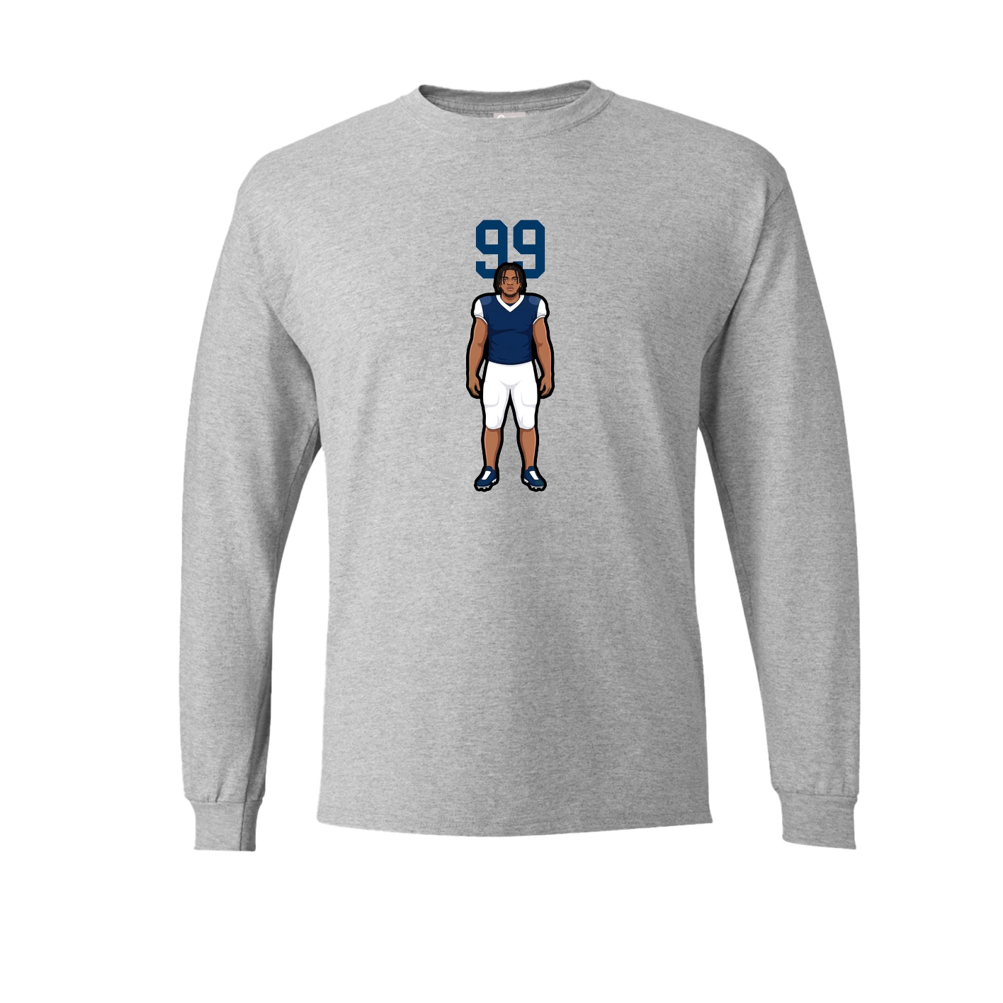 Long Sleeve Tee — Number Top in Grey