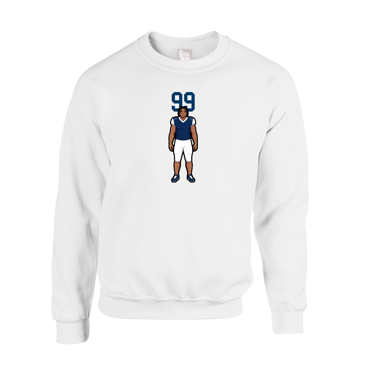 Fleece Crew — Number Top in White