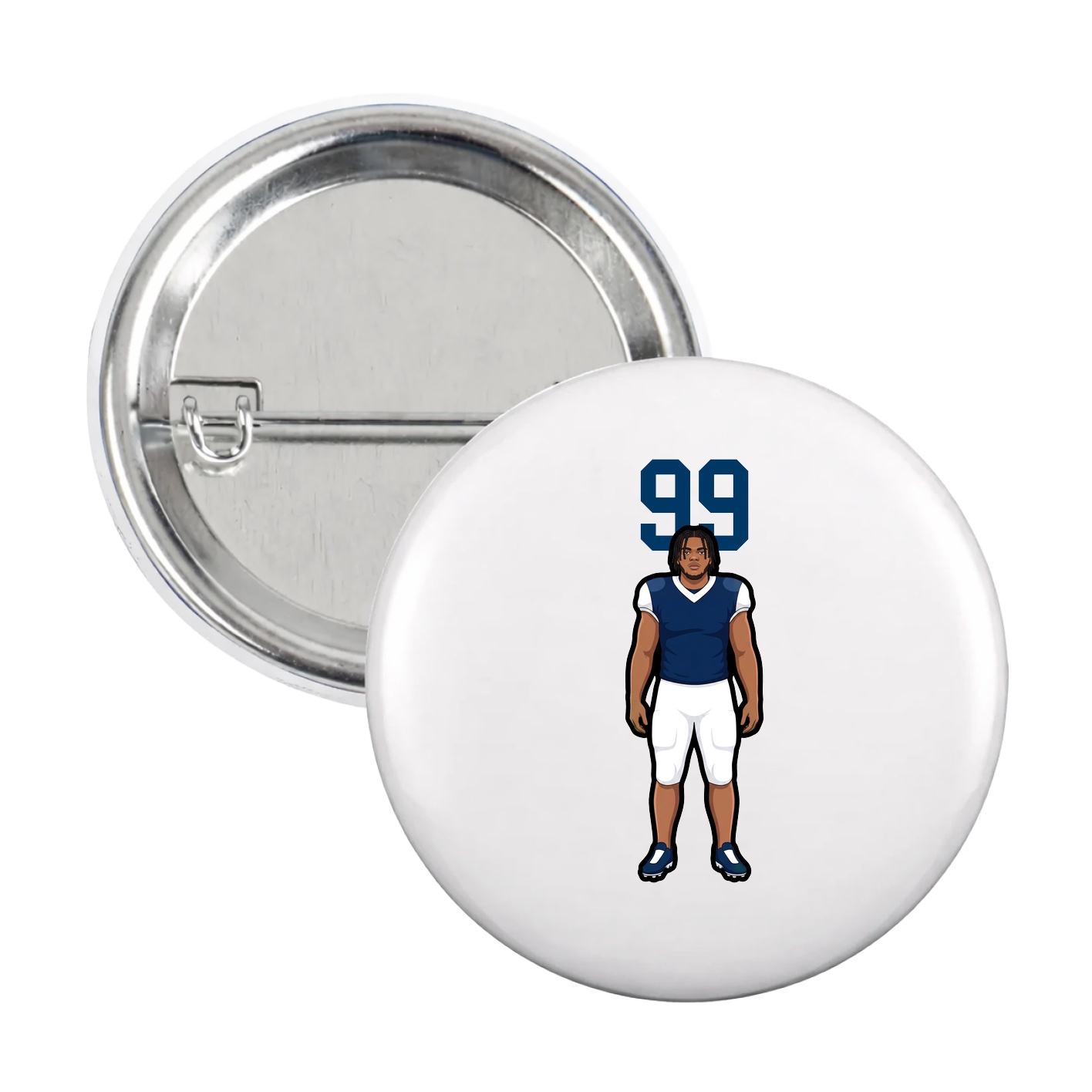 Game Day Button — Number Top in White