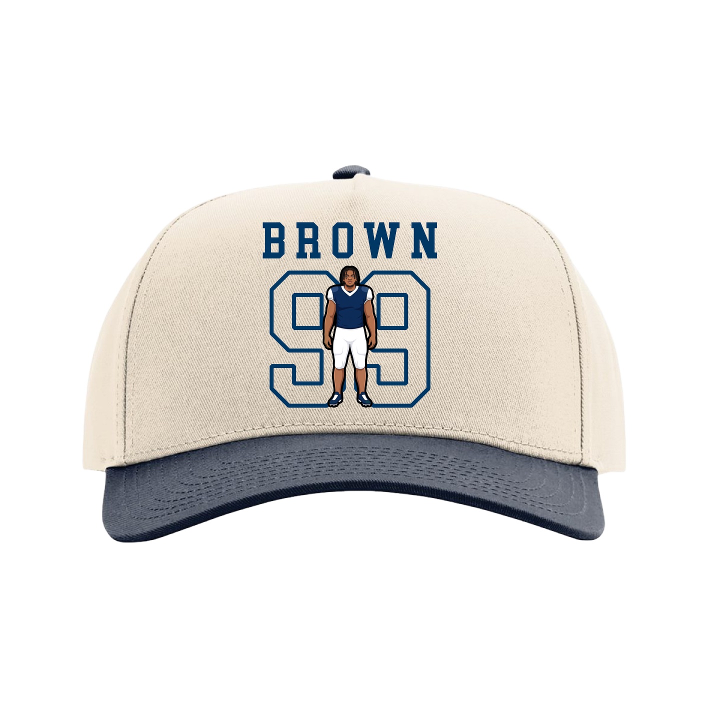 Full Fabric Five-Panel Champ Cap — Shirsey in Cream/Navy