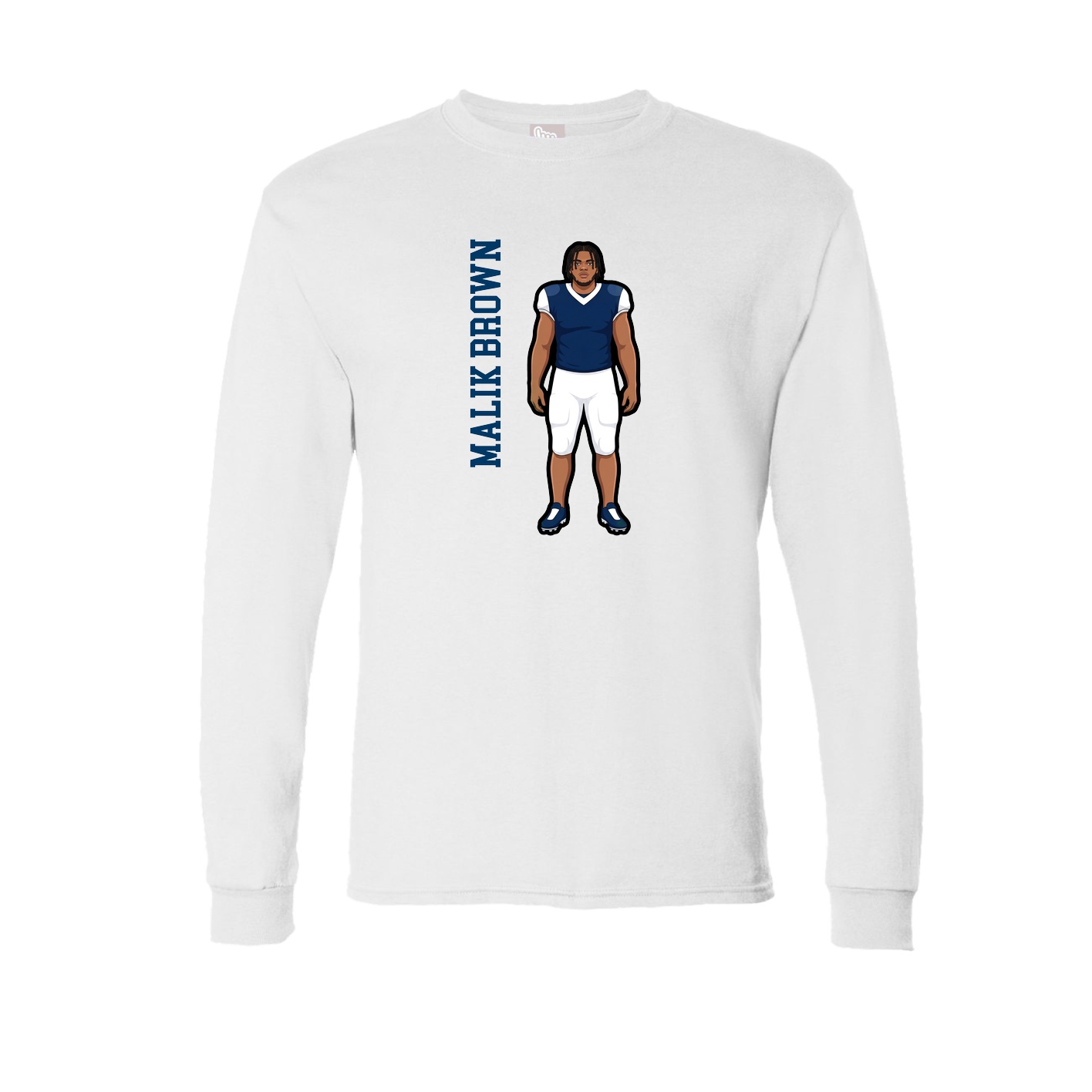 Long Sleeve Tee — Name Vertical in White