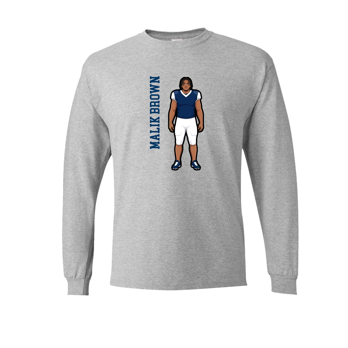 Long Sleeve Tee — Name Vertical in Grey