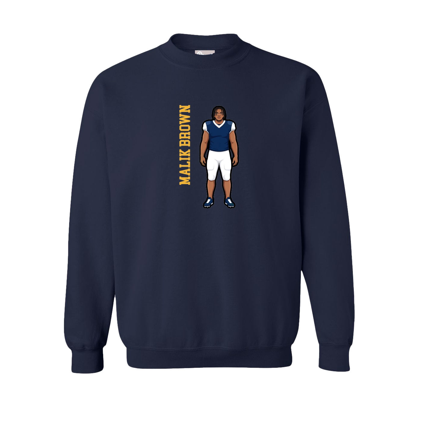 Fleece Crew — Name Vertical in Navy