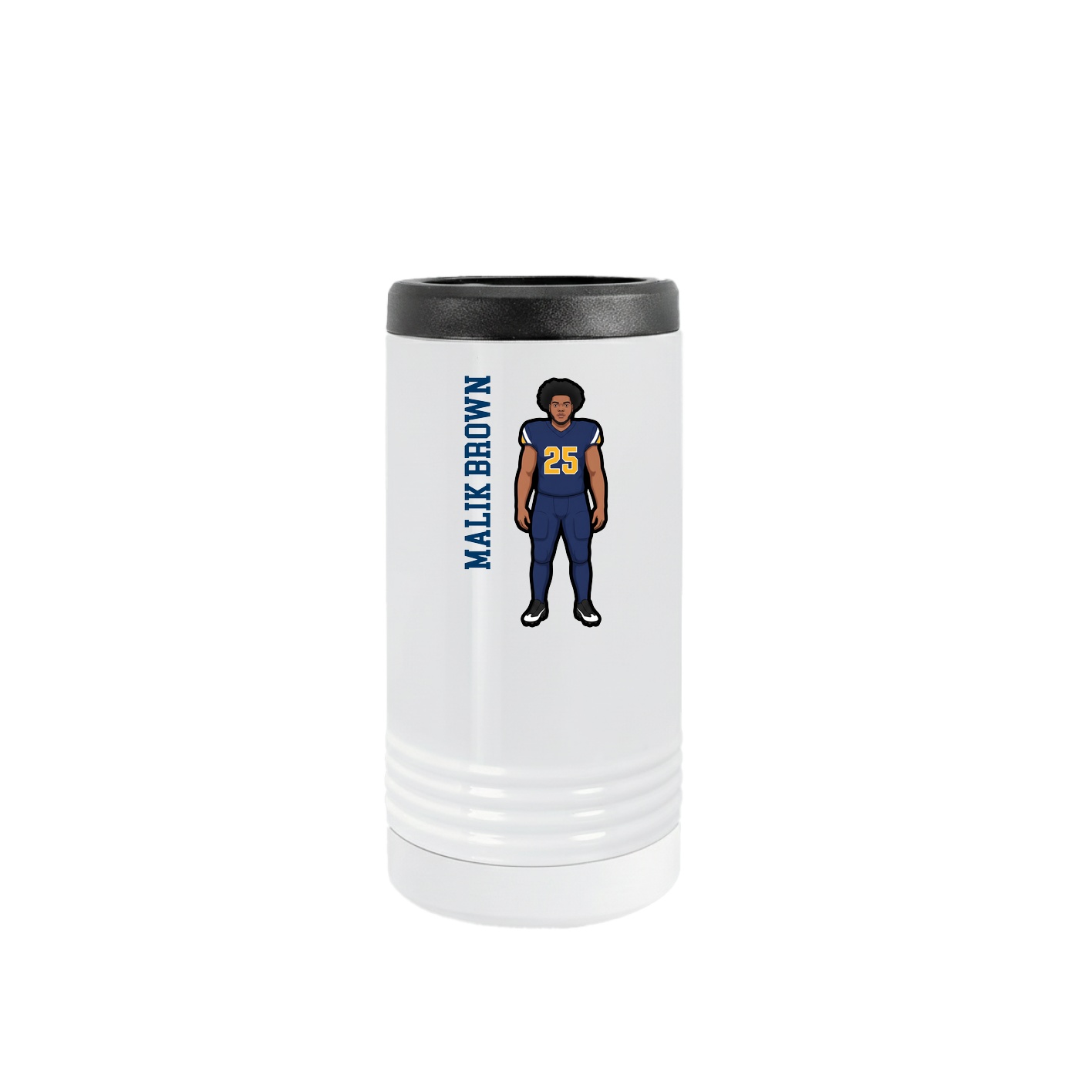 Slim Beverage Holder — Name Vertical in White