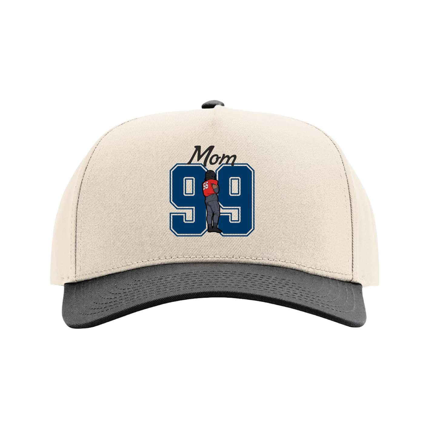 Full Fabric Five-Panel Champ Cap — Mothers Day Shirsey in Cream/Black