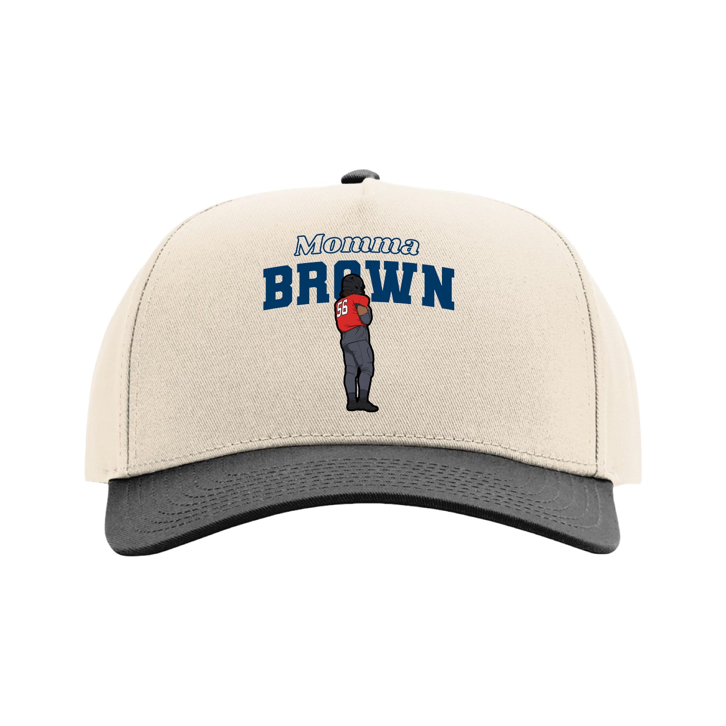 Full Fabric Five-Panel Champ Cap — Mothers Day Block in Cream/Black