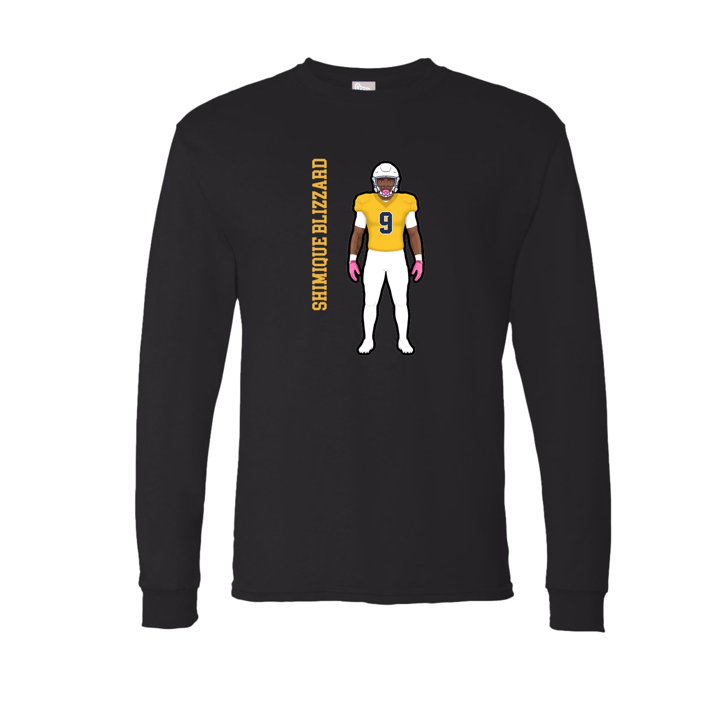 Long Sleeve Tee — Name Vertical in Black