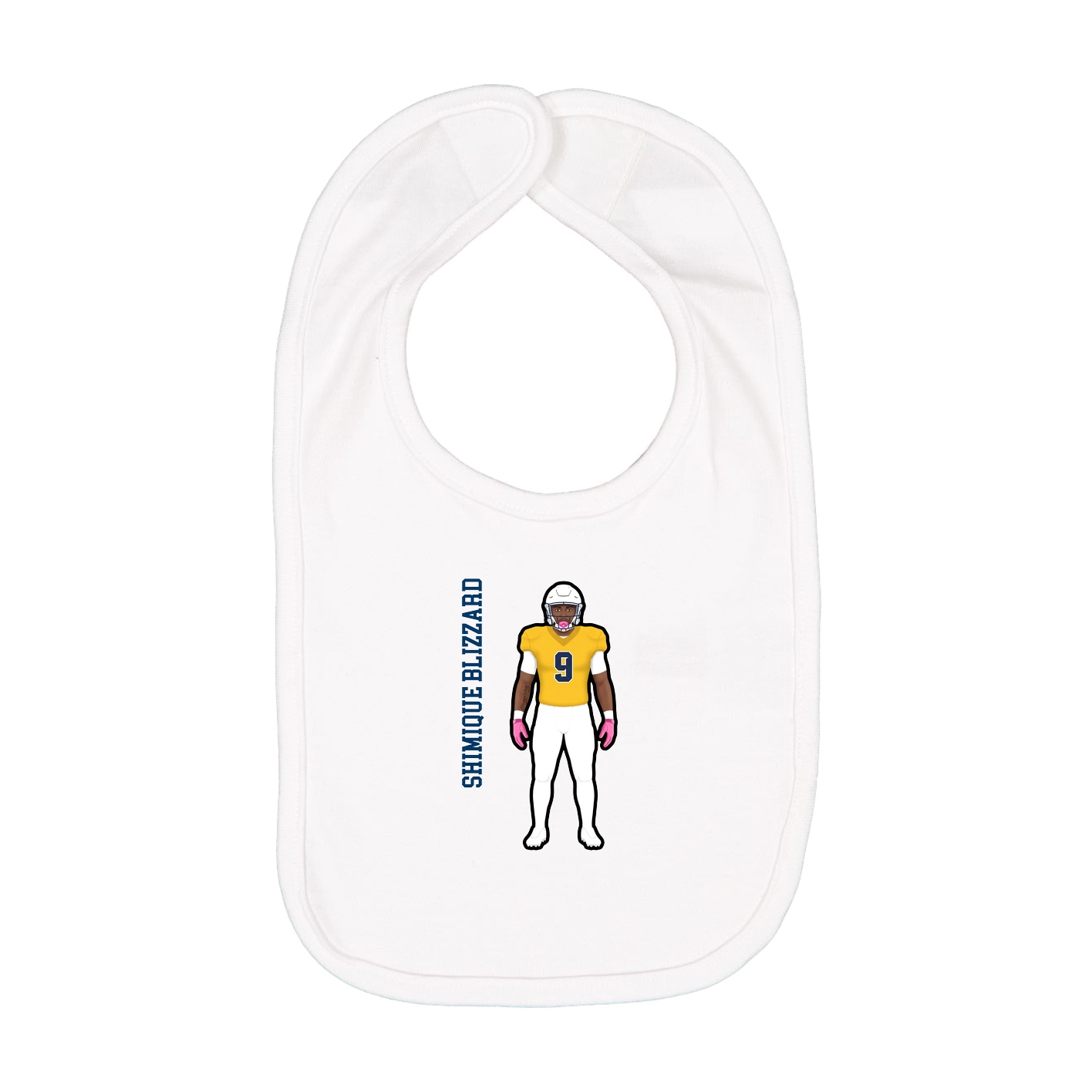 Infant Bib — Name Vertical in White