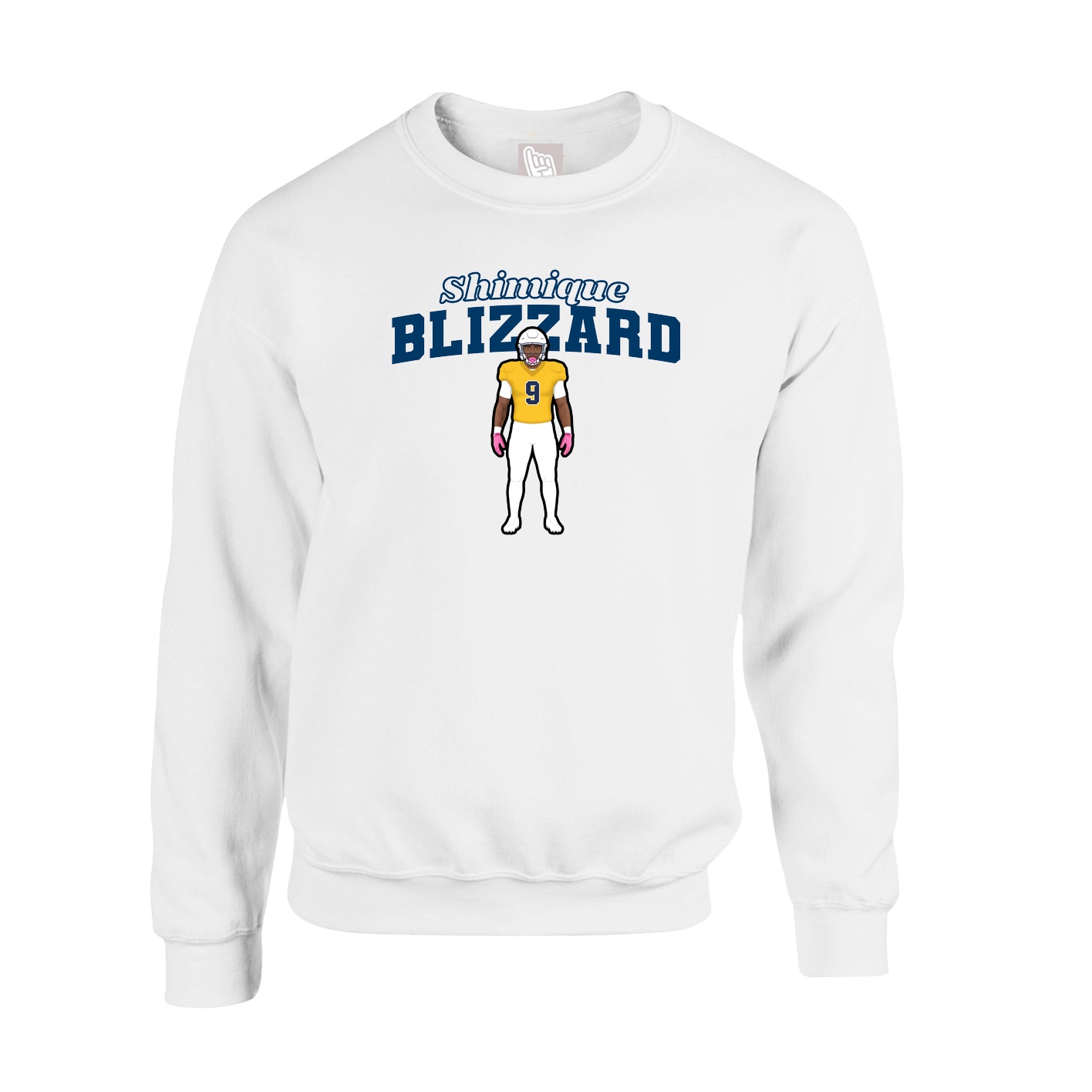 Fleece Crew — Name Arch in White