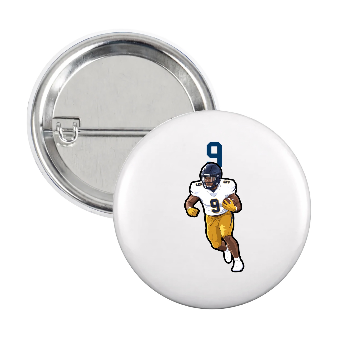 Game Day Button — Number Top in White