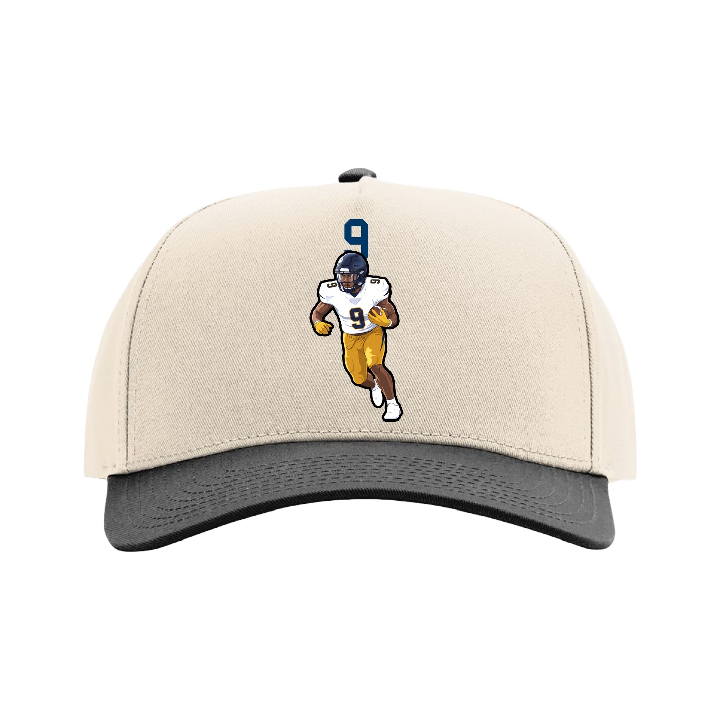Full Fabric Five-Panel Champ Cap — Number Top in Cream/Black