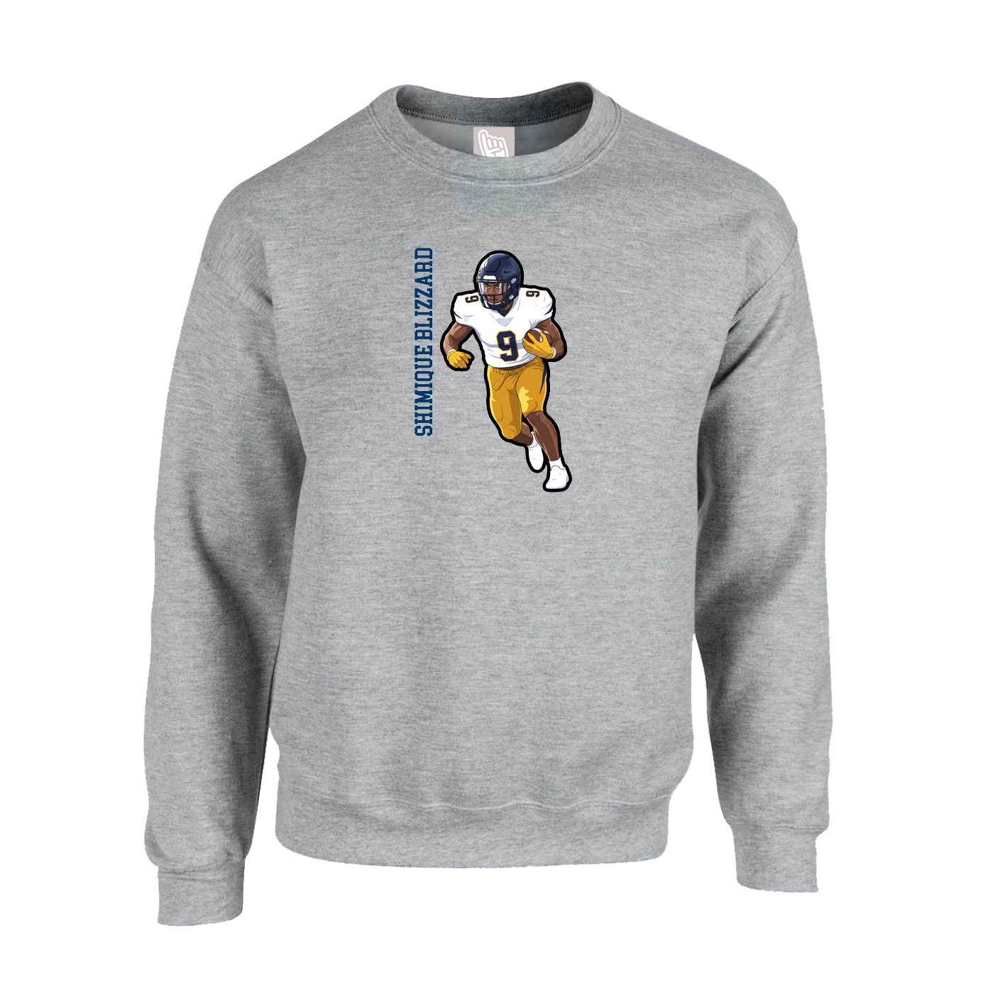 Fleece Crew — Name Vertical in Grey