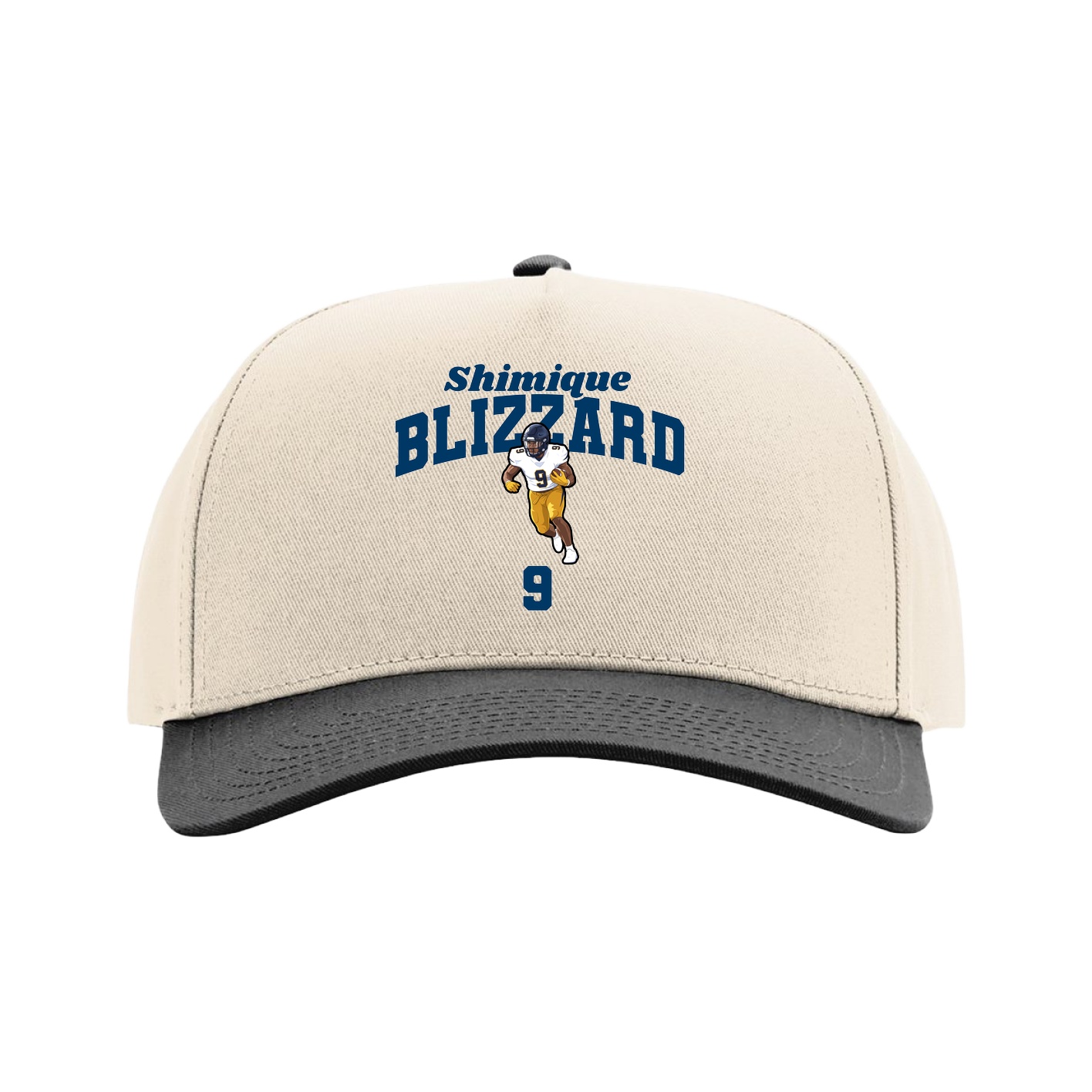 Full Fabric Five-Panel Champ Cap — Signature Arch in Cream/Black