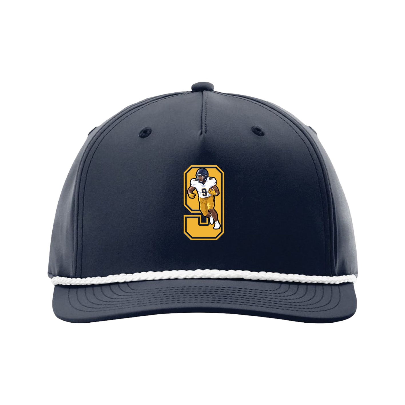 Five-Panel Classic Rope Cap — Number in Navy