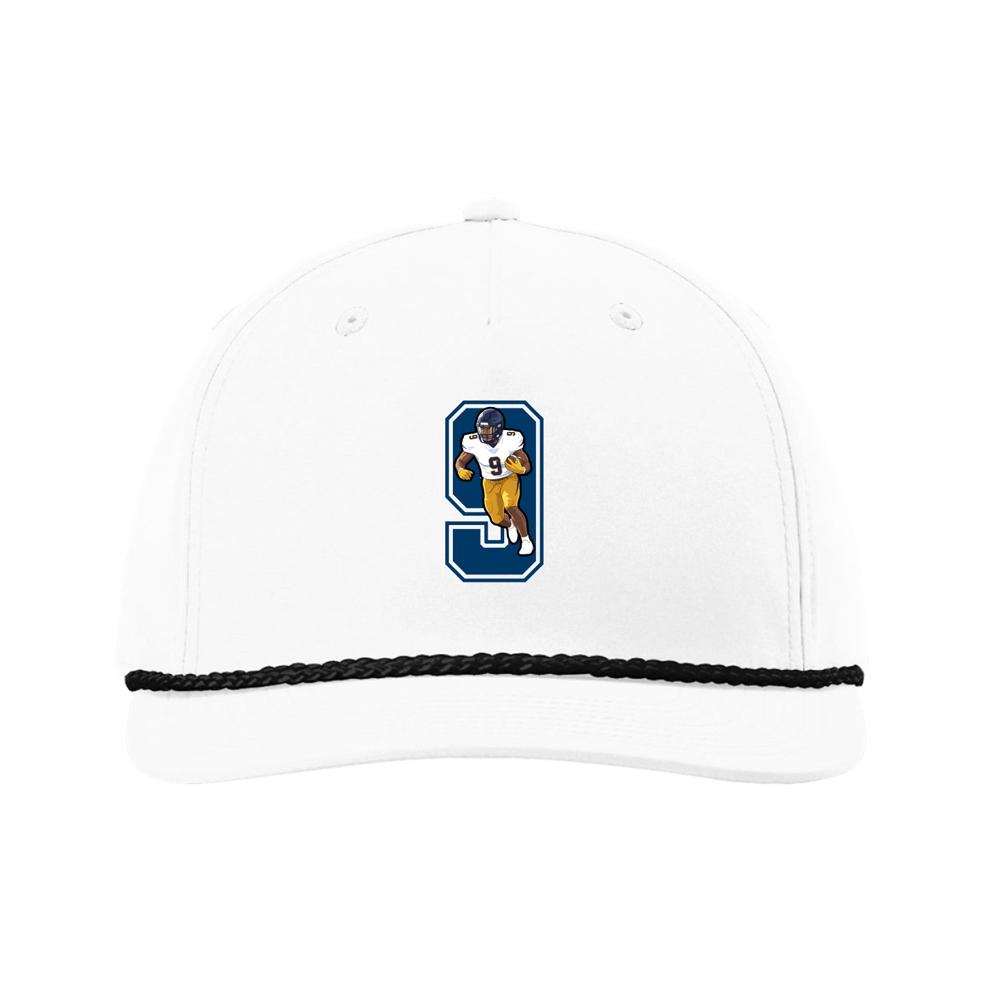 Five-Panel Classic Rope Cap — Number in White