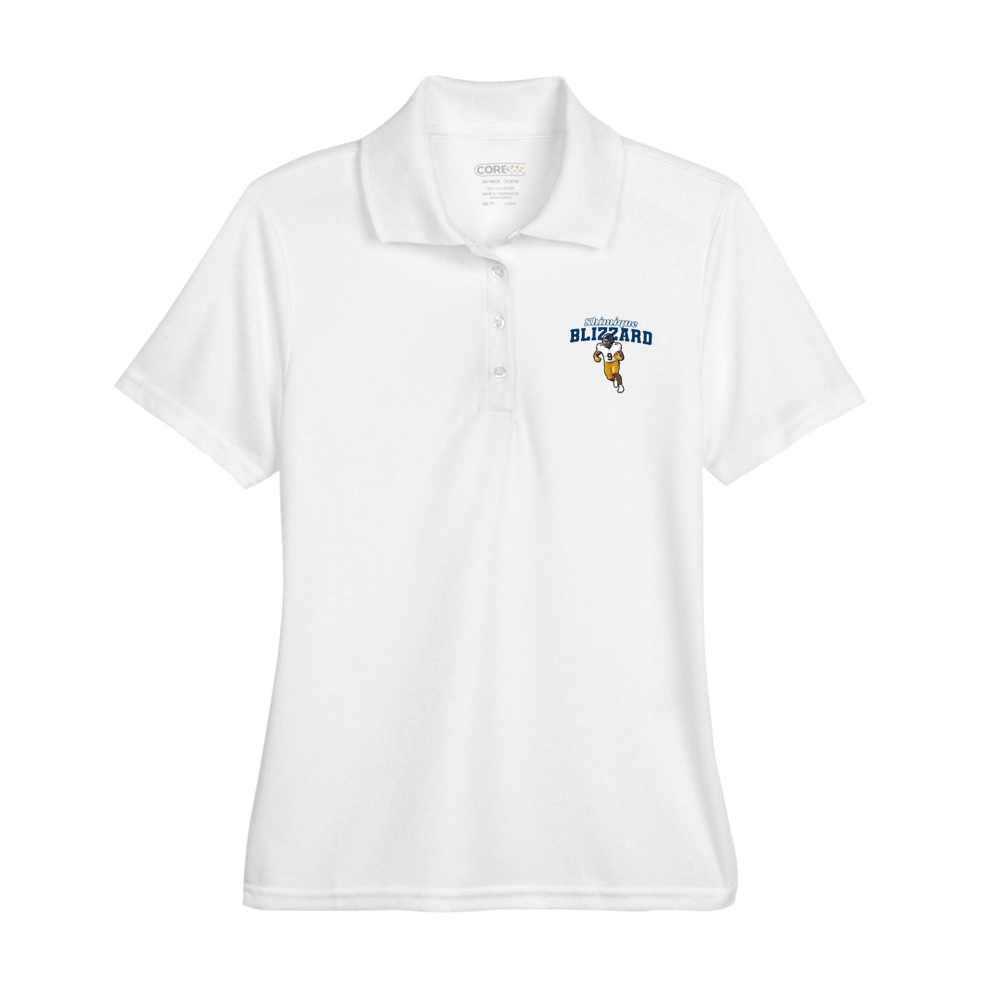 Womens Performance Polo — Name Arch in White