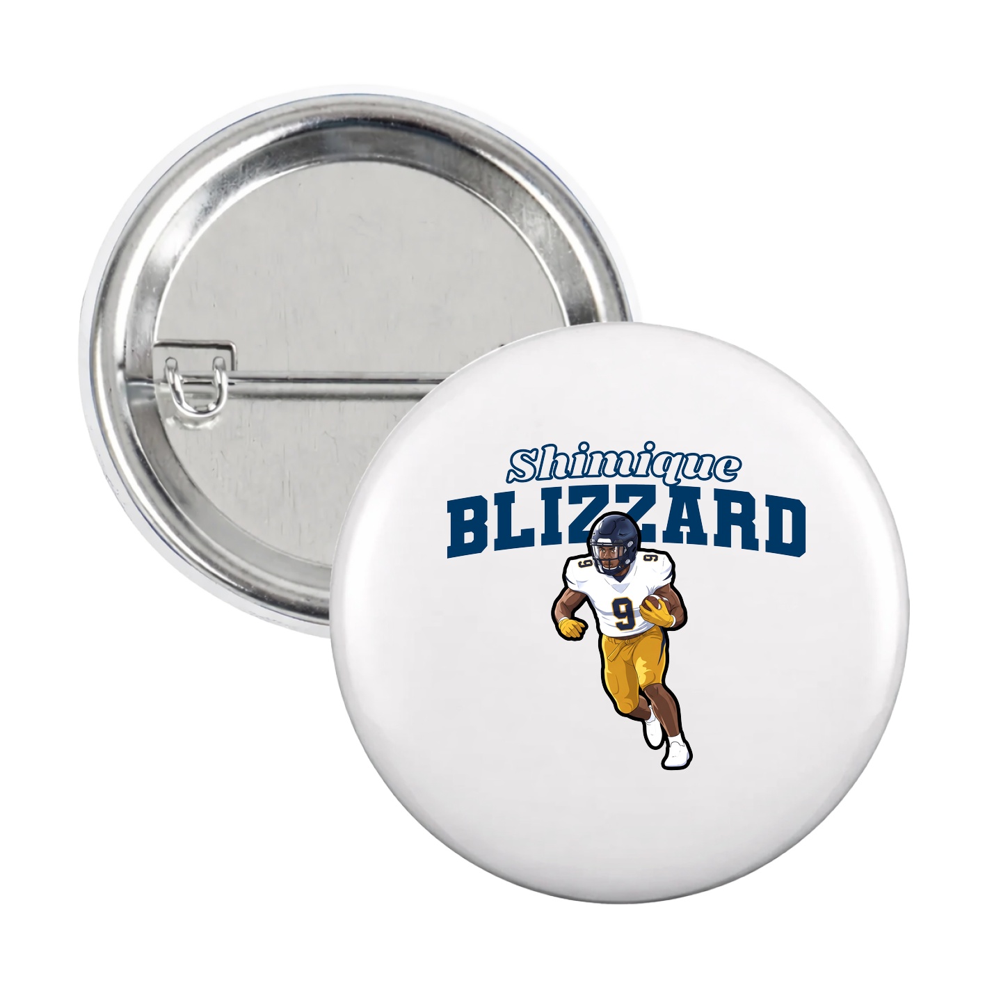 Game Day Button — Name Arch in White