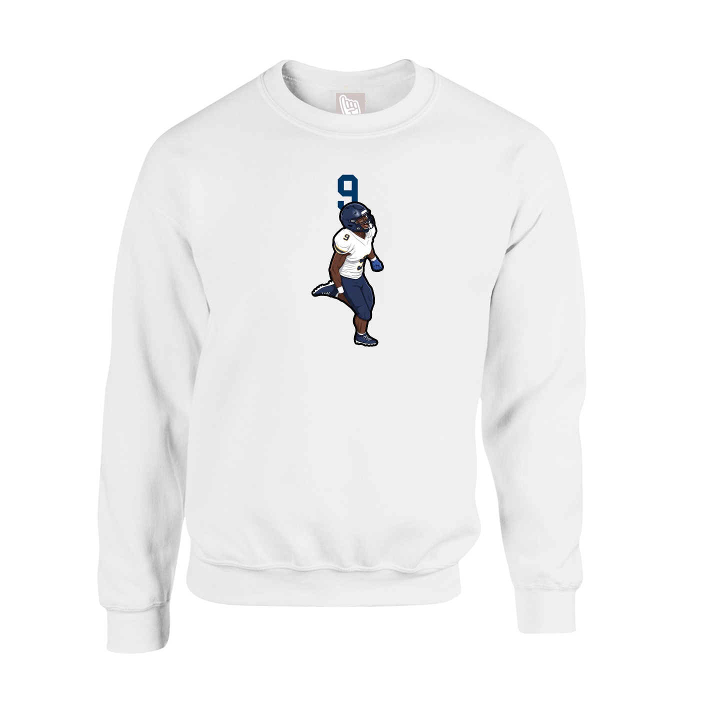 Fleece Crew — Number Top in White