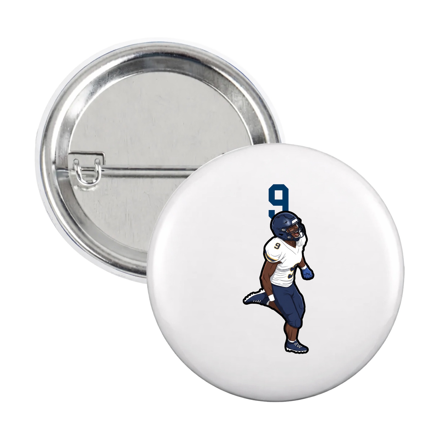 Game Day Button — Number Top in White