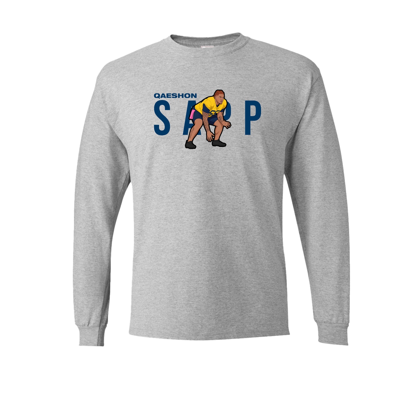 Long Sleeve Tee — Player Name in Grey