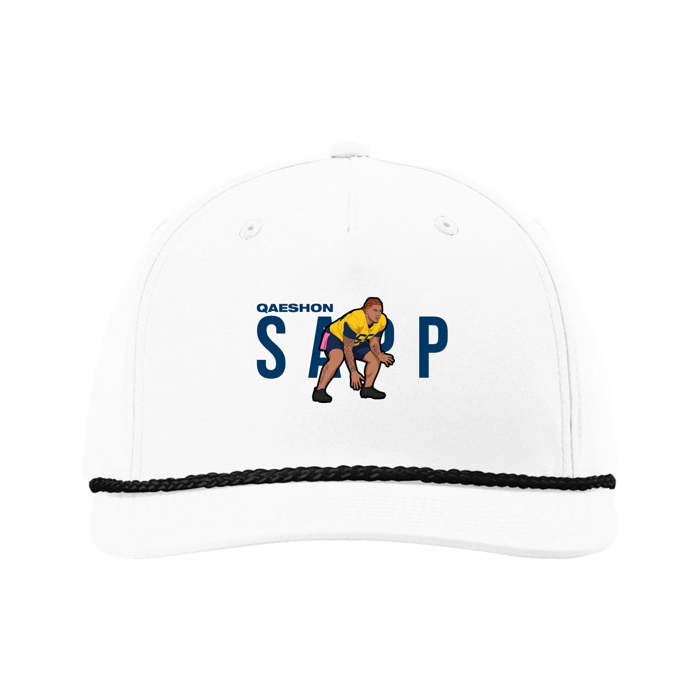 Five-Panel Classic Rope Cap — Player Name in White