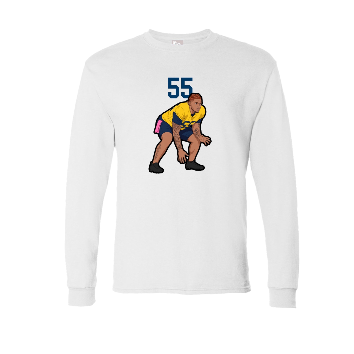 Long Sleeve Tee — Number Top in White