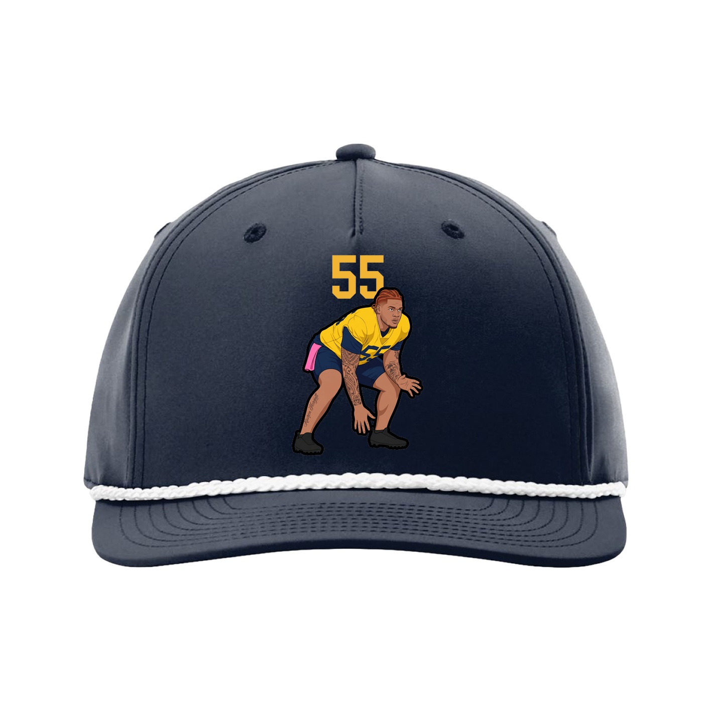 Five-Panel Classic Rope Cap — Number Top in Navy