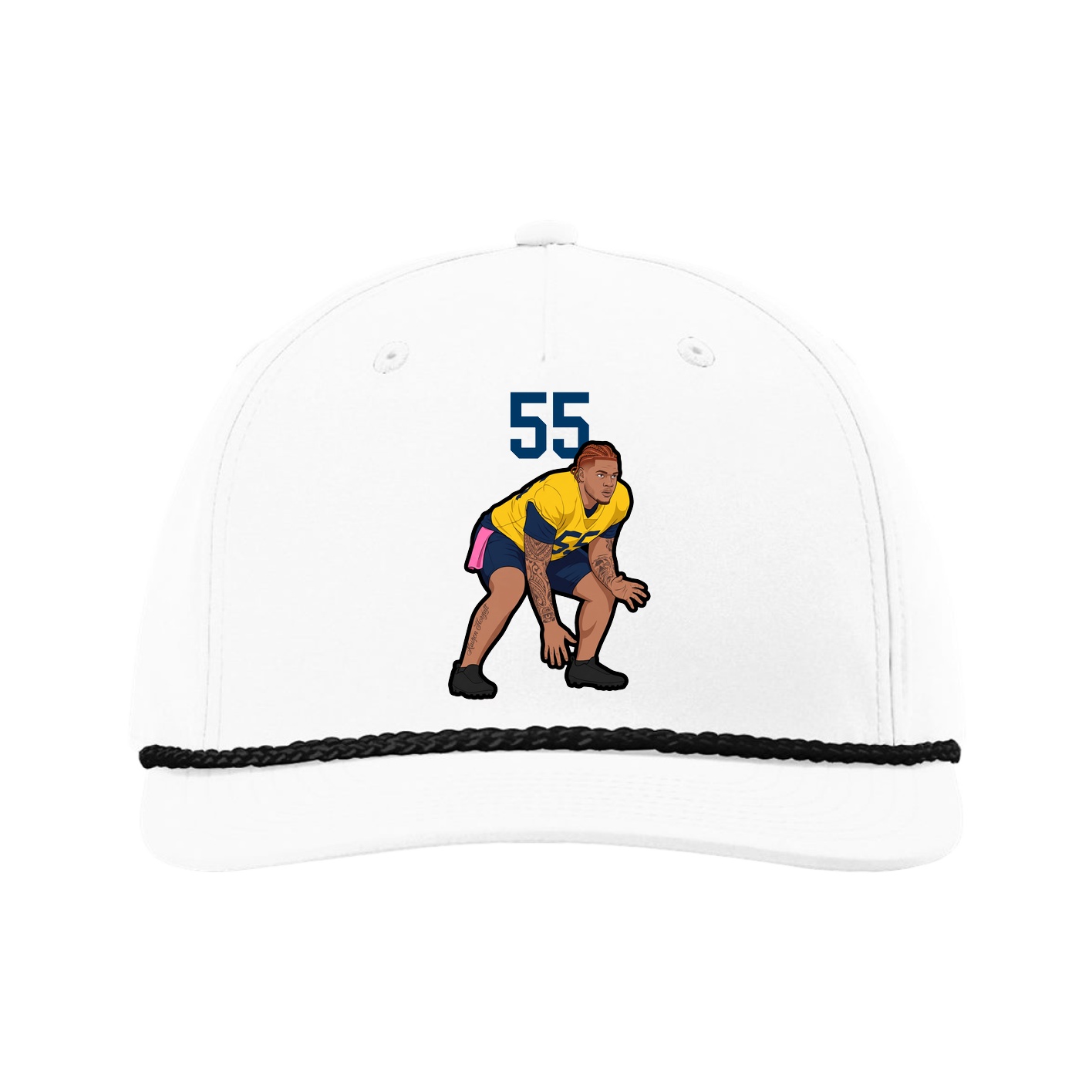 Five-Panel Classic Rope Cap — Number Top in White