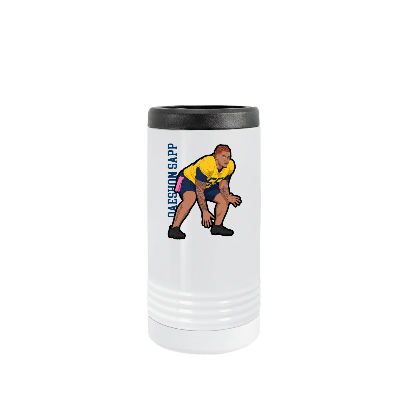 Slim Beverage Holder — Name Vertical in White