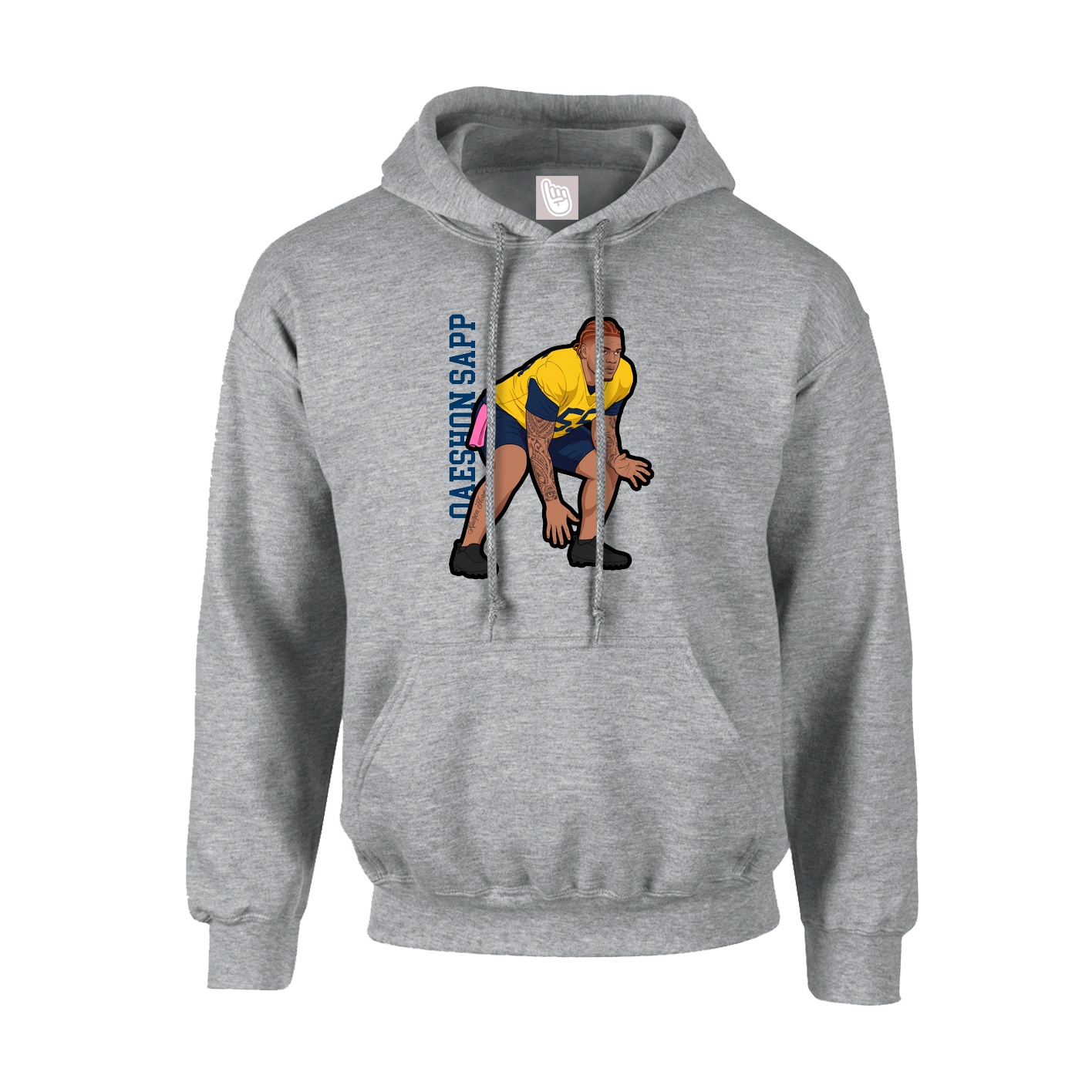 Hoodie — Name Vertical in Grey