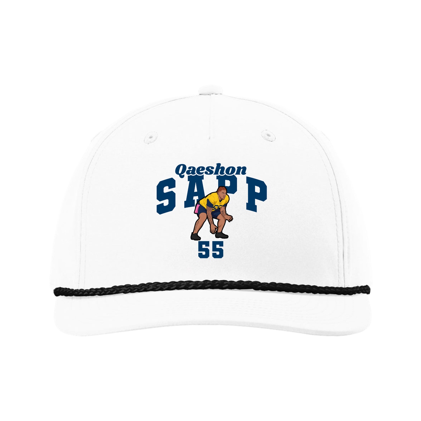 Five-Panel Classic Rope Cap — Signature Arch in White