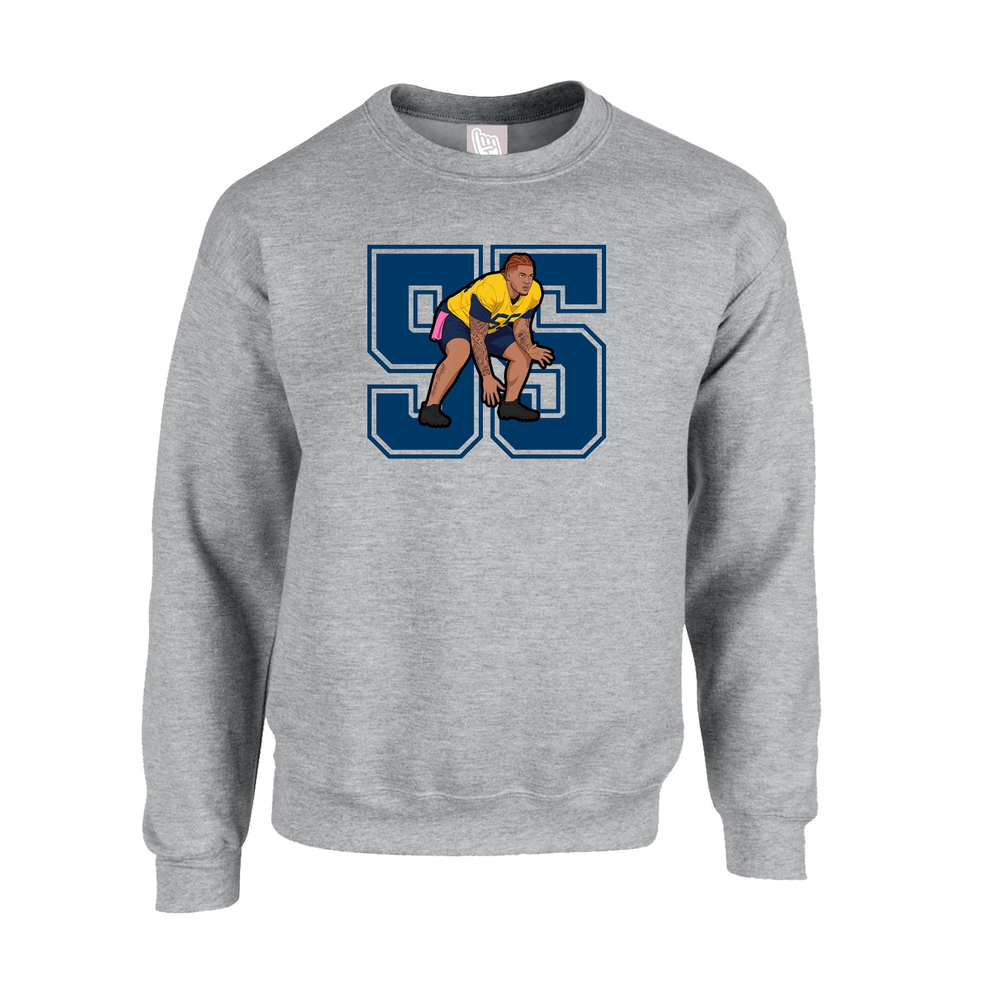 Fleece Crew — Number in Grey