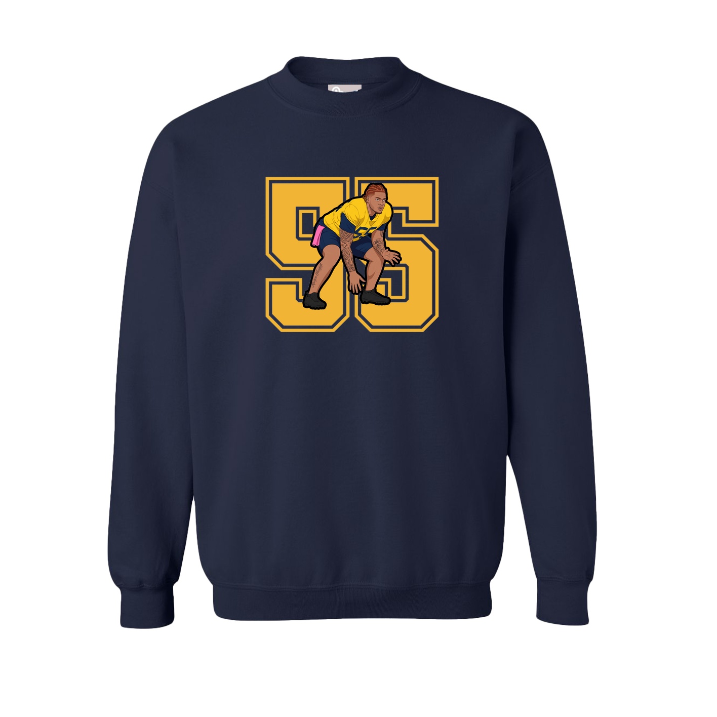 Fleece Crew — Number in Navy