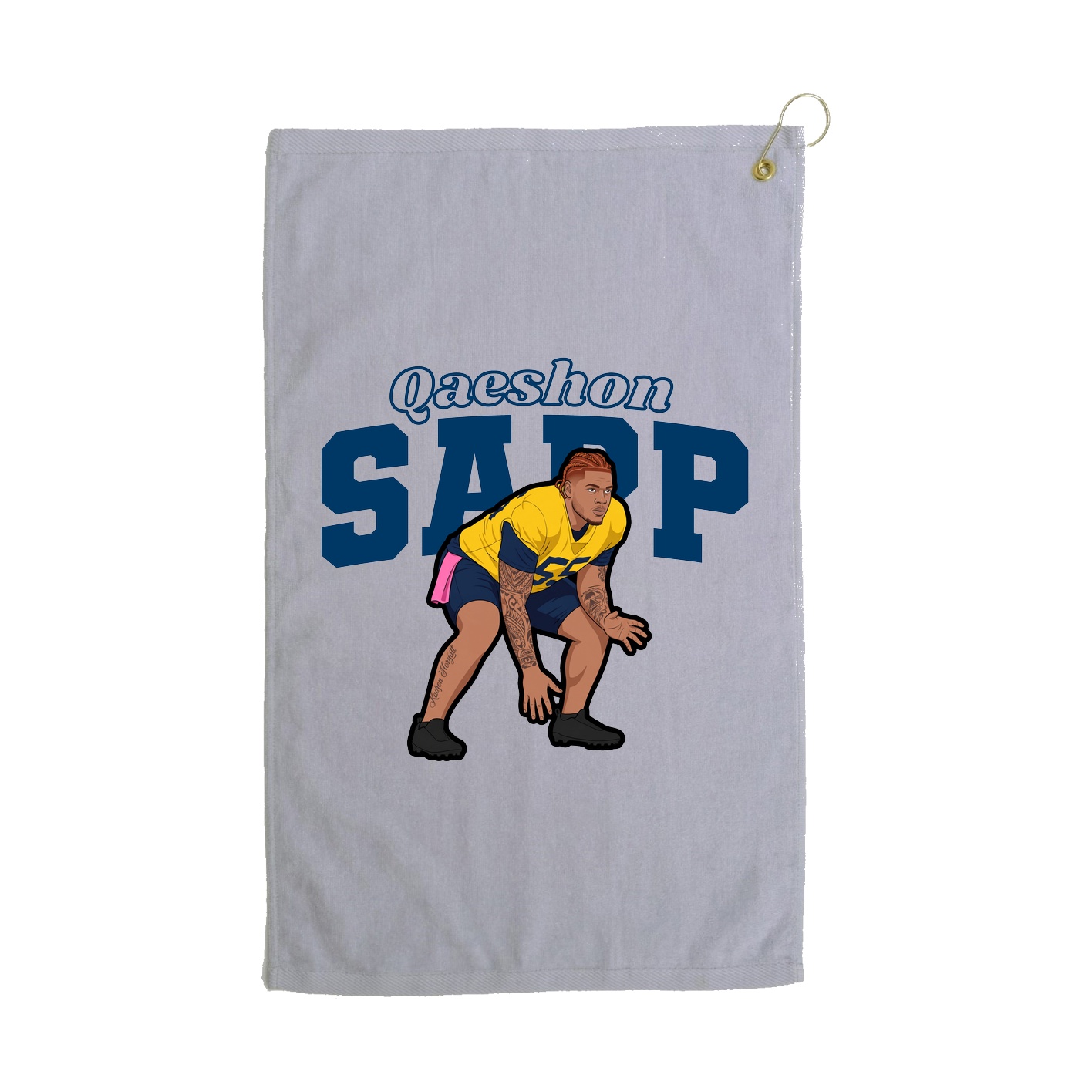 Golf Towel — Name Arch in Grey