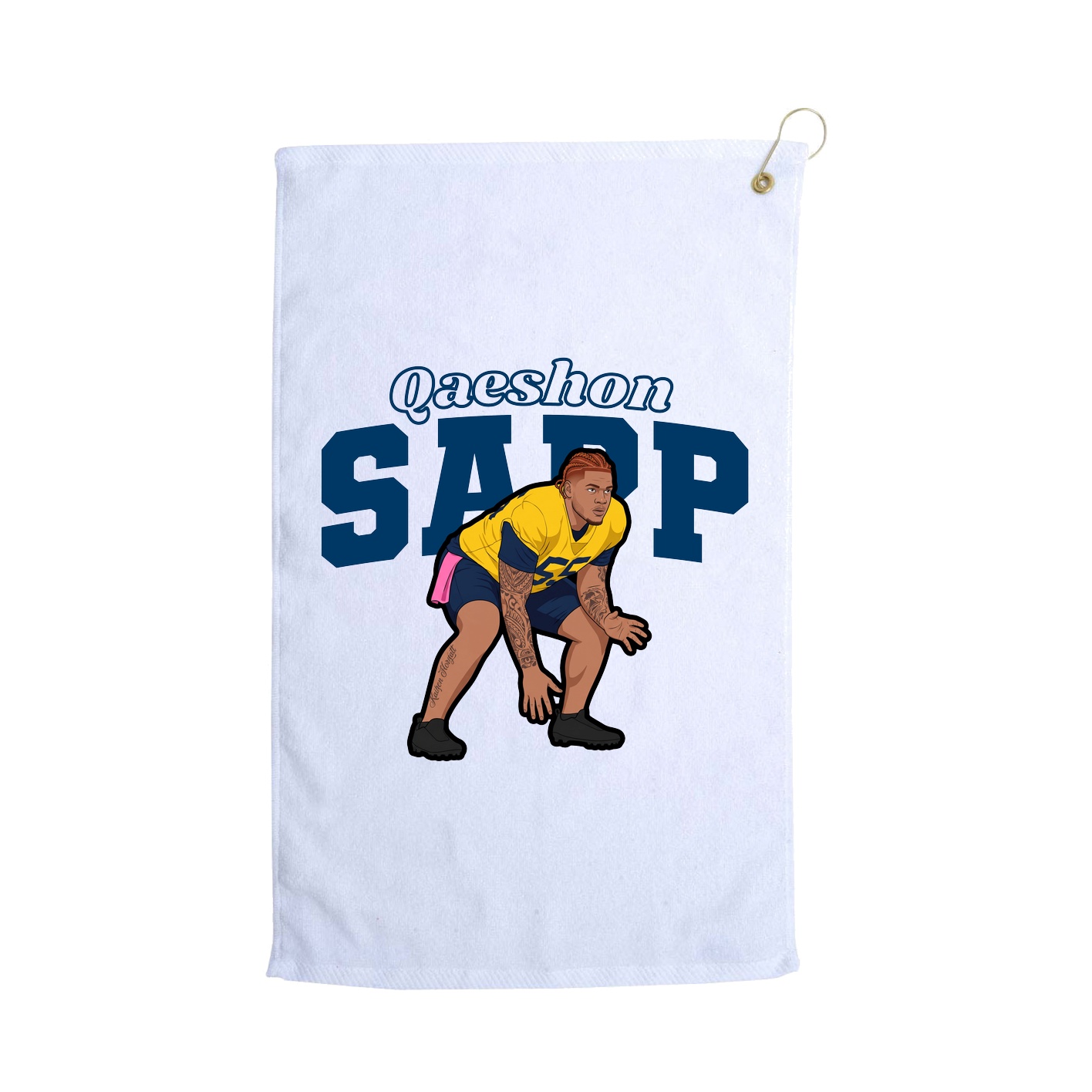 Golf Towel — Name Arch in White