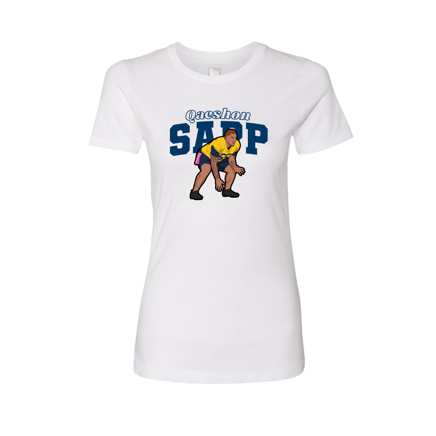 Womens Tee — Name Arch in White