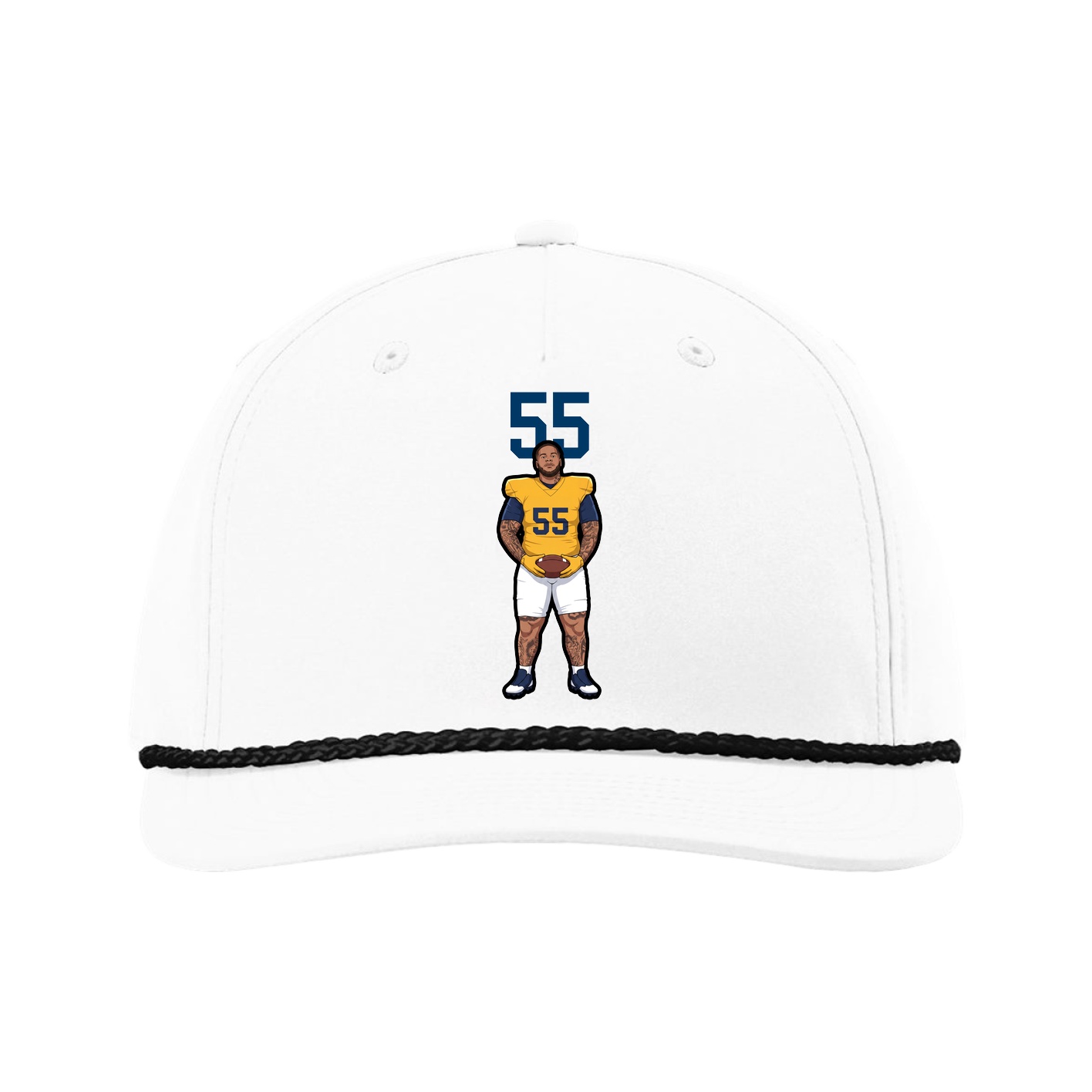 Five-Panel Classic Rope Cap — Number Top in White