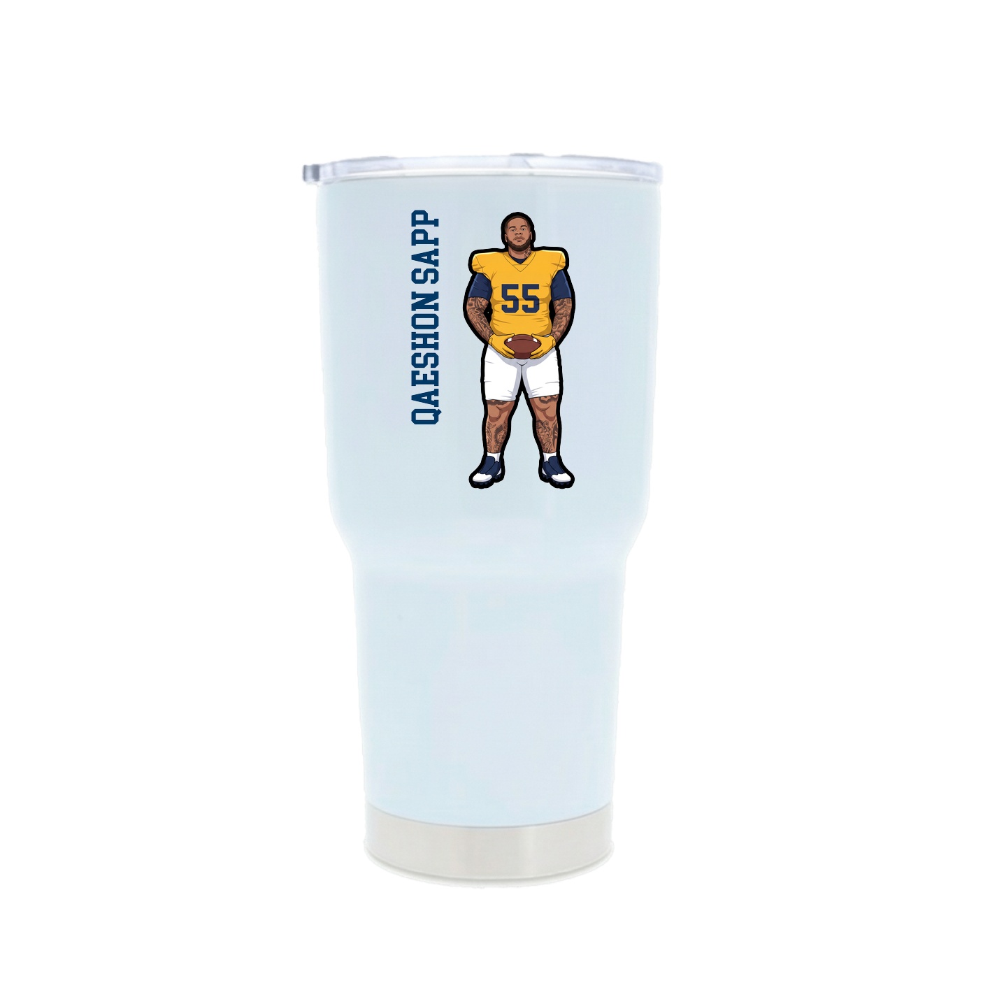 30oz Stainless Steel Tumbler — Name Vertical in White