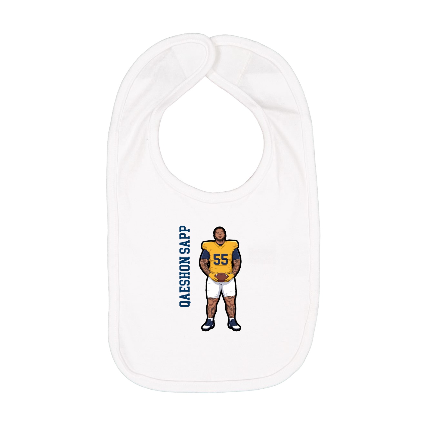 Infant Bib — Name Vertical in White