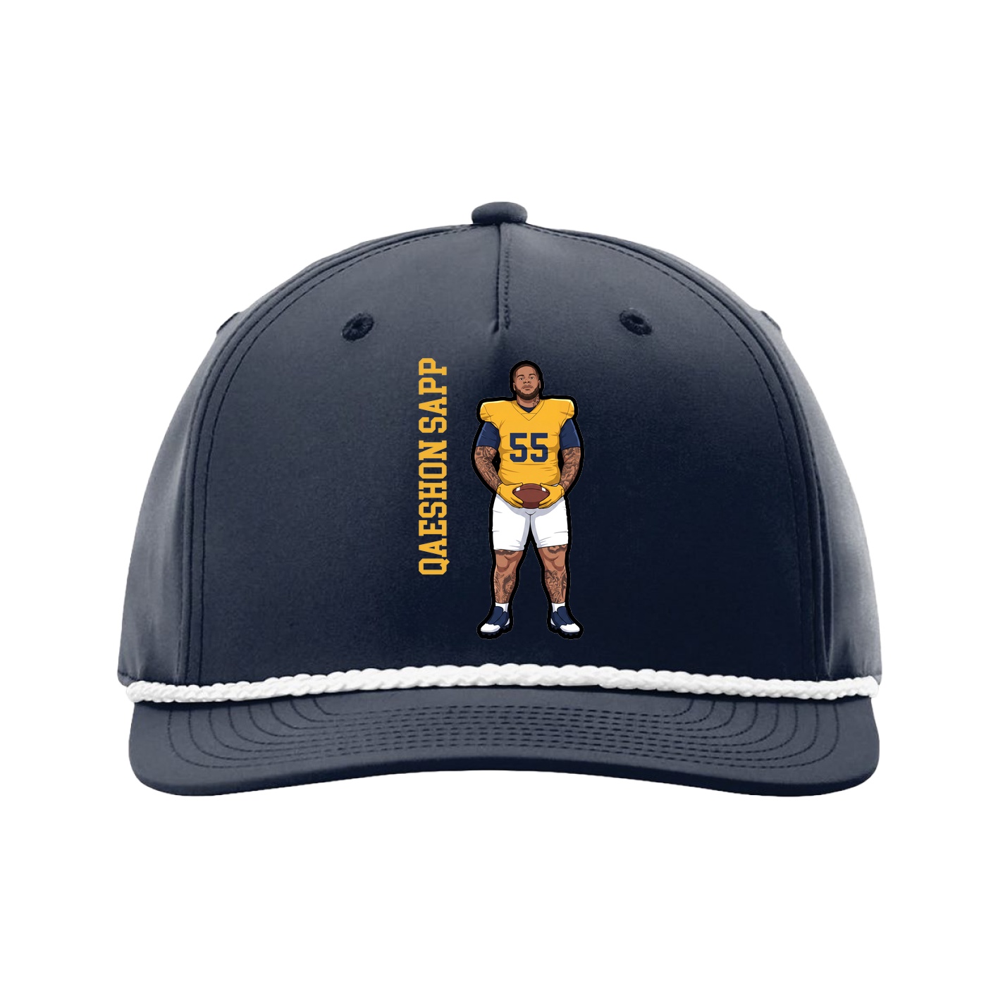 Five-Panel Classic Rope Cap — Name Vertical in Navy
