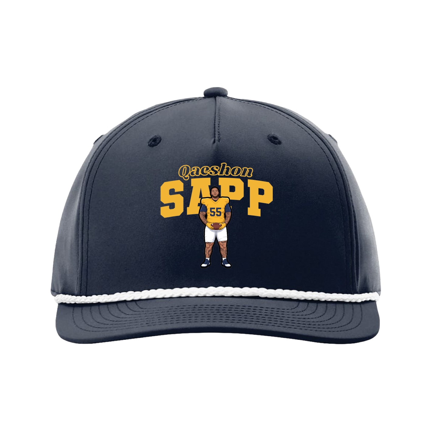 Five-Panel Classic Rope Cap — Name Arch in Navy
