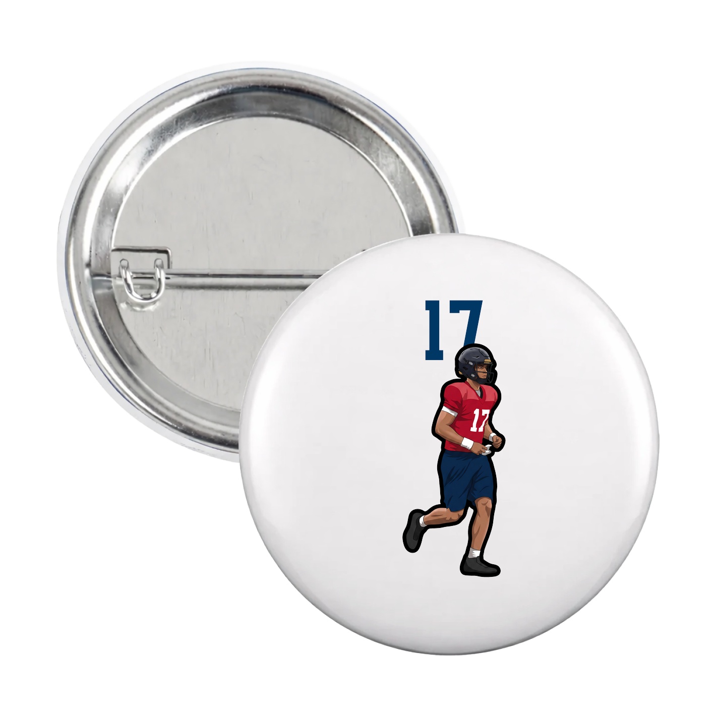 Game Day Button — Number Top in White