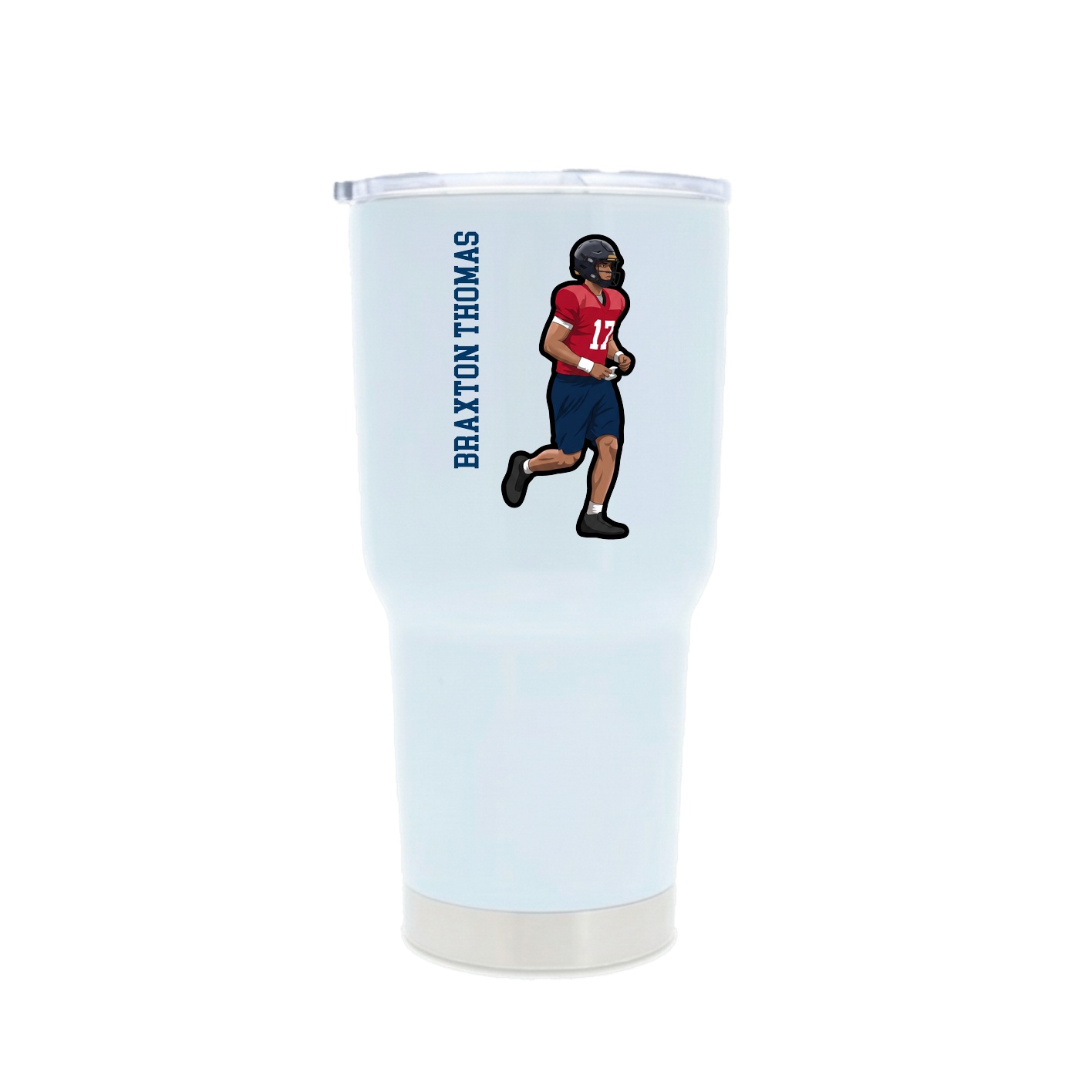 30oz Stainless Steel Tumbler — Name Vertical in White