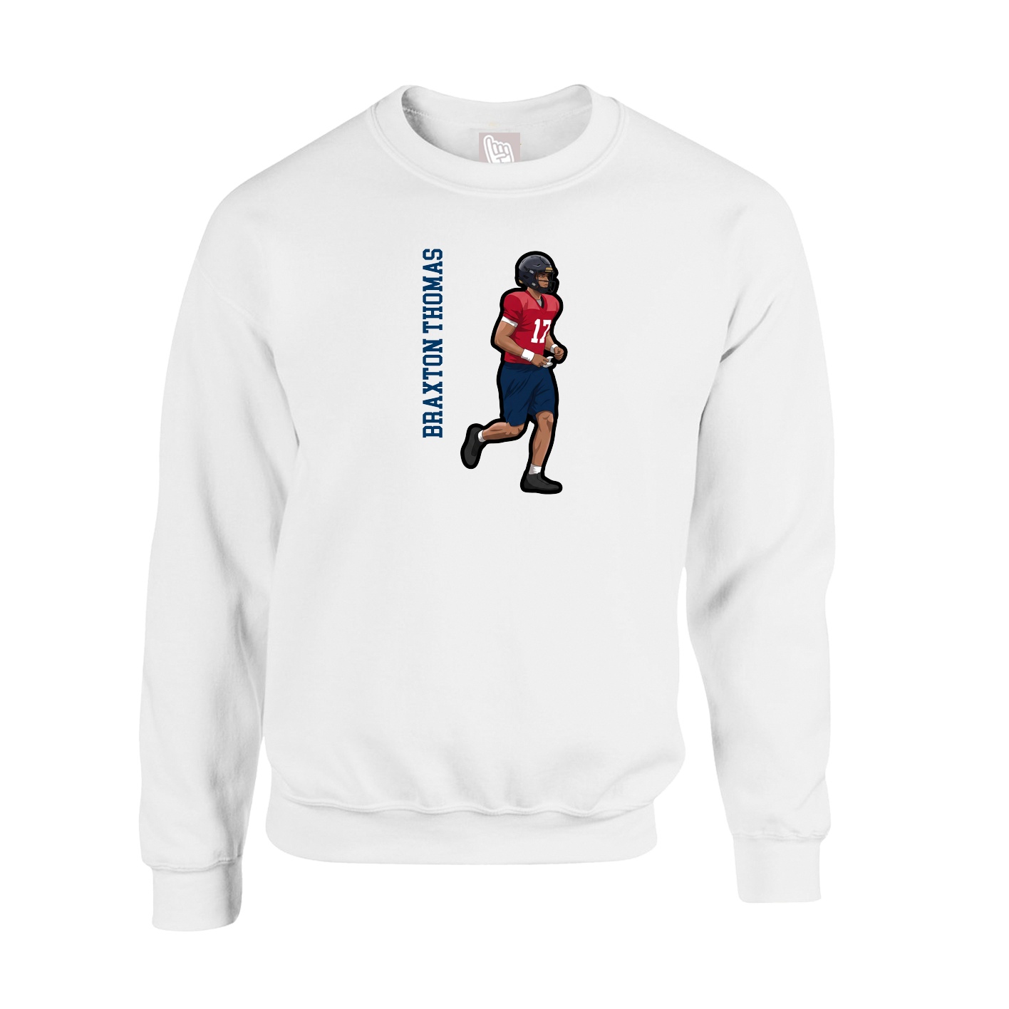 Fleece Crew — Name Vertical in White