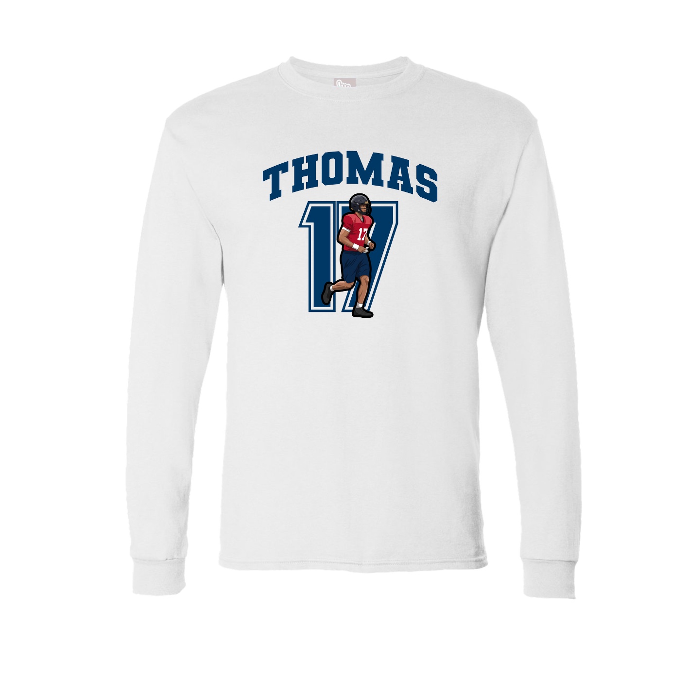 Long Sleeve Tee — Number in White